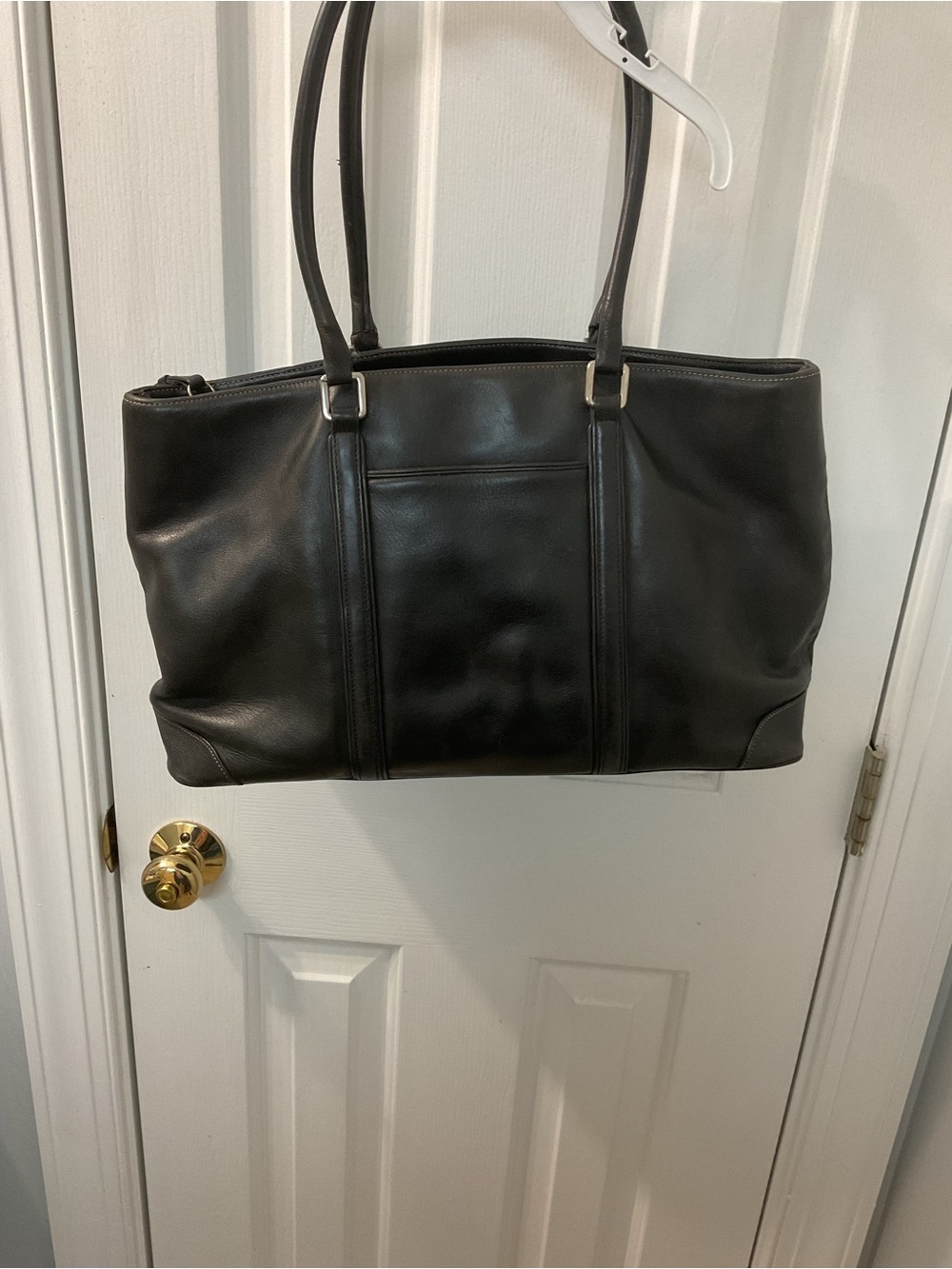 Classic Coach Black Leather Tote Bag